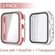 thumbnail image 4 of Misxi Paquete de 2 Estuches rígidos para PC con Protector de Pantalla de Vidrio Templado Compatible con Apple Watch Series 6 SE Series 5 Series 4 40 mm, 1 Rosa Rosa + 1 Transparente, 4 of 4