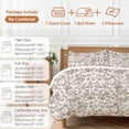 thumbnail image 6 of Pastoral Flowers Duvet Cover Set Twin Size, Brown Flower Farm Vintage Linen Texture 4 Piece Soft Microfiber Bedding Set with 1 Duvet Cover, 1 Flat Sheet, 2 Pillowcases, 6 of 9