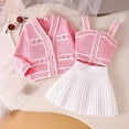 thumbnail image 2 of HAYIMI Girls Long Sleeve Jacket Vest Pleated Skirt Three Piece Outfit Sets For Toddler Kids Versatile Clothes Sets, 2 of 7