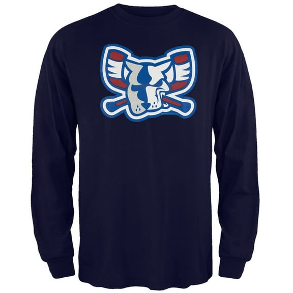 Richmond Riverdogs - Team Colors Mad Dog Logo Navy Adult Long Sleeve T-Shirt - Large