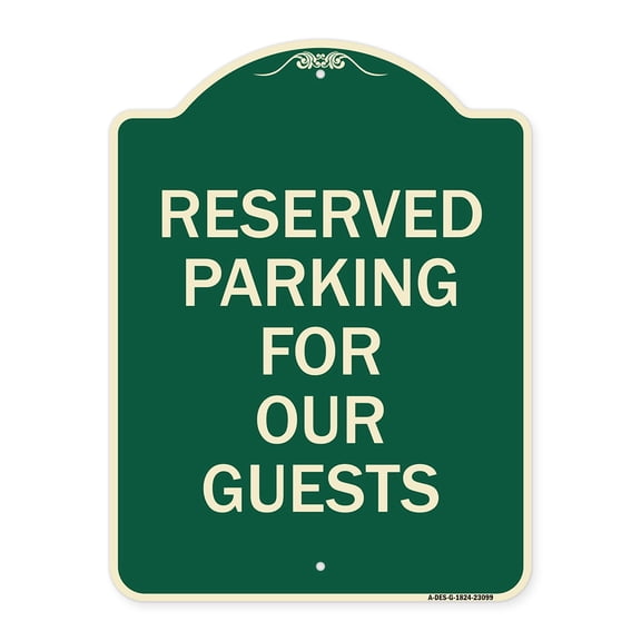 SignMission Designer Series Sign - Reserved Parking for Guests | Green & Tan 18" x 24" Heavy-Gauge Aluminum Architectural Sign | Protect Your Business & Municipality | Made in the USA