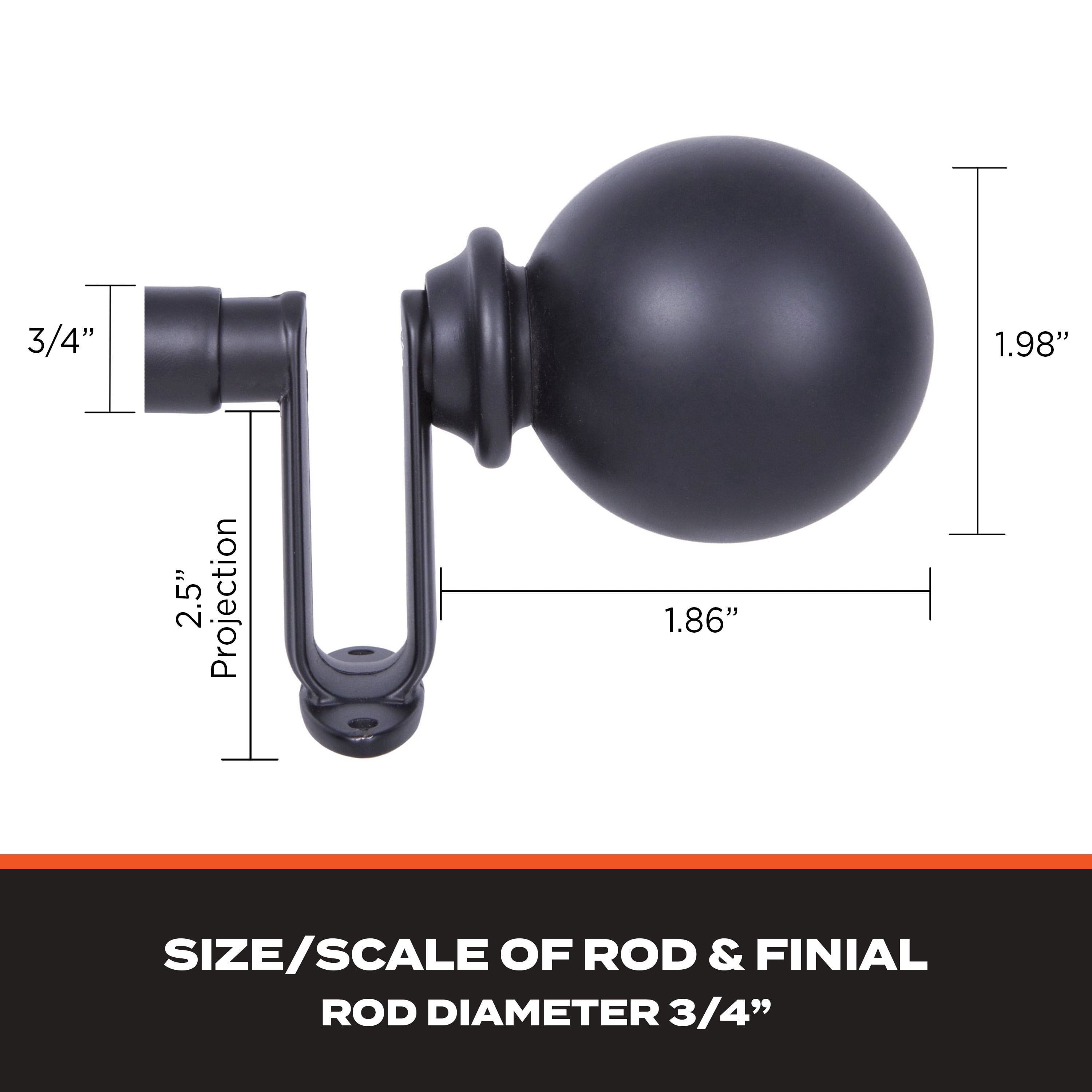 Sun Zero Philip Decorative Room Darkening Steel Wrap Rod, 66-120" Adjustable Length, 3/4" Dia., Matte Black