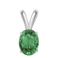 thumbnail image 2 of Mauli Jewels Engagement Necklace for Women 0.40 Carat Oval Emerald Pendant 4-prong 925 Sterling Silver|Silver Chain, 2 of 4