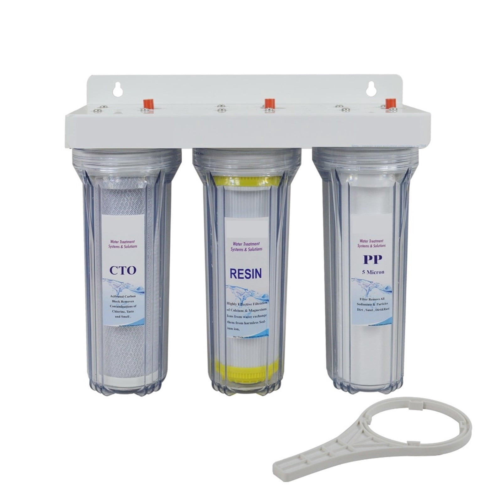3-Stage Drinking Water Filtration System, 3/4" Port With Sediment,Carbon Block,Resin Filter Make Hardness Water To Soft Water ,Activated Carbon Filtration