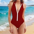 thumbnail image 6 of Tnhcen Women's High Neck Front Zipper One Piece Swimsuit | Nylon Spandex Rash Guard Swimwear with Tummy Control Quick Dry Slim Fit Bathing Suit for Surfing Diving Swimming Pool, 6 of 7
