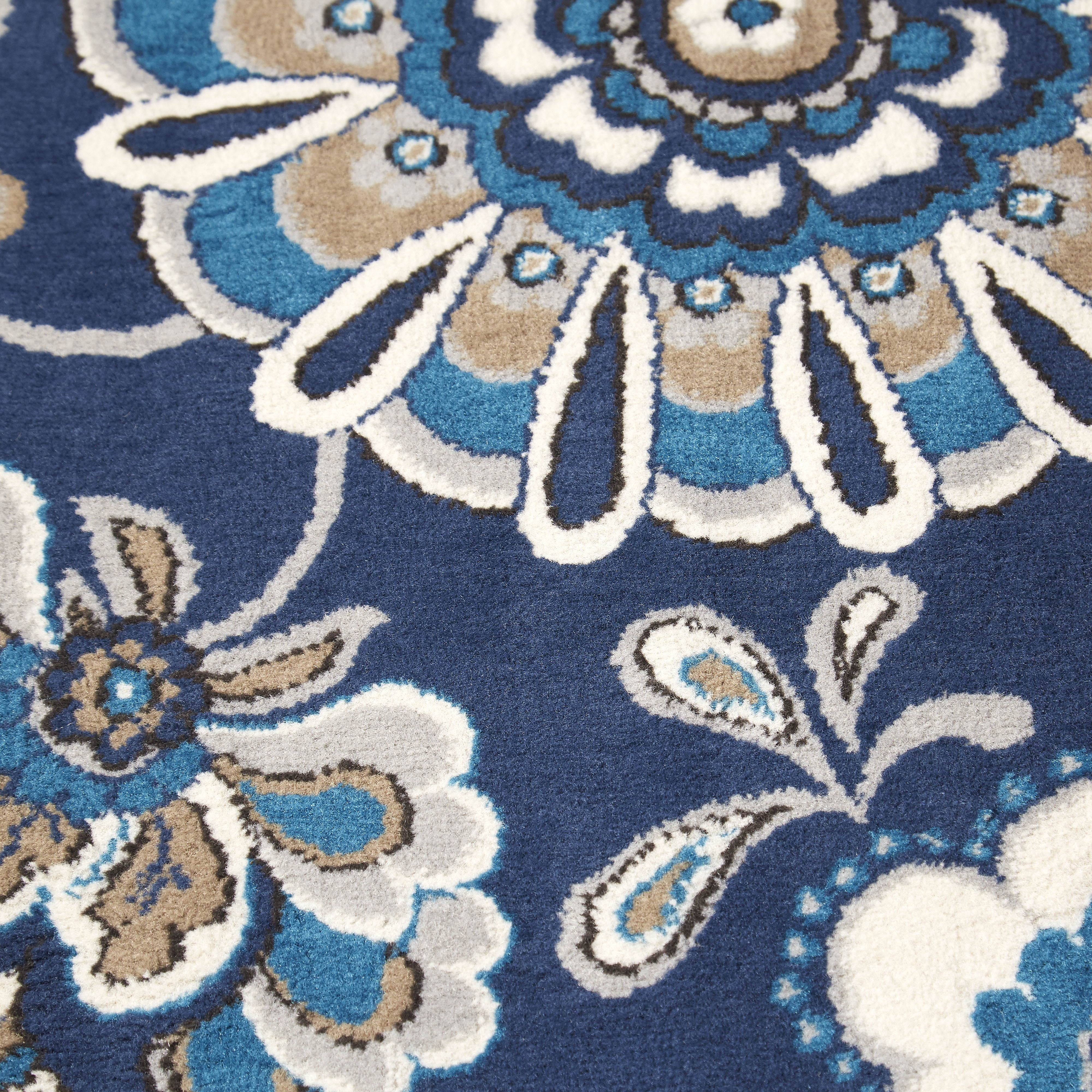 Home Dynamix Tremont Lincoln Bohemian Floral Area Rug, Navy Blue/Grey, 6'6"x9'6"