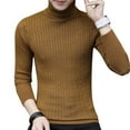 thumbnail image 2 of Winter Chic Men Solid Color Turtleneck Long Sleeve Knitted Sweater Bottoming Top, 2 of 8
