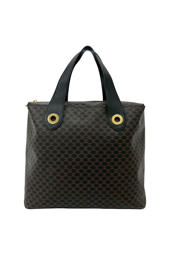 Pre-Owned CELINE Vintage Macadam Blazon Triomphe Pattern Leather Tote Bag Handbag Black Brown...
