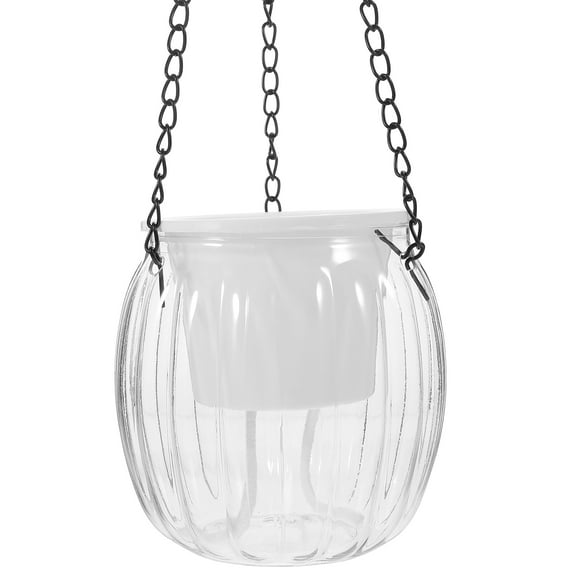 SHISUYAN 2pcs Hanging Planter Indoor Plant Pot Transparent Plant Hanger With Drainage Hole And Chain Plastic Hanging Flower Pot With Hook For Indoor Outdoor Garden Home Patio Decor