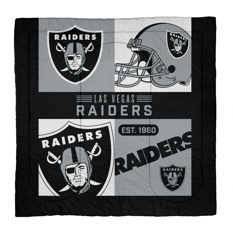 Las Vegas Raiders Block Logo Three Piece Full Queen Bed Set