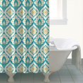 thumbnail image 3 of Waterproof Abstract Peacock Feather Shower Curtain 72x72 Inch Boho Style Polyester Unique Shower Curtain for Bathroom Hotel Home Decor with 12 Plastic Hooks, 3 of 4
