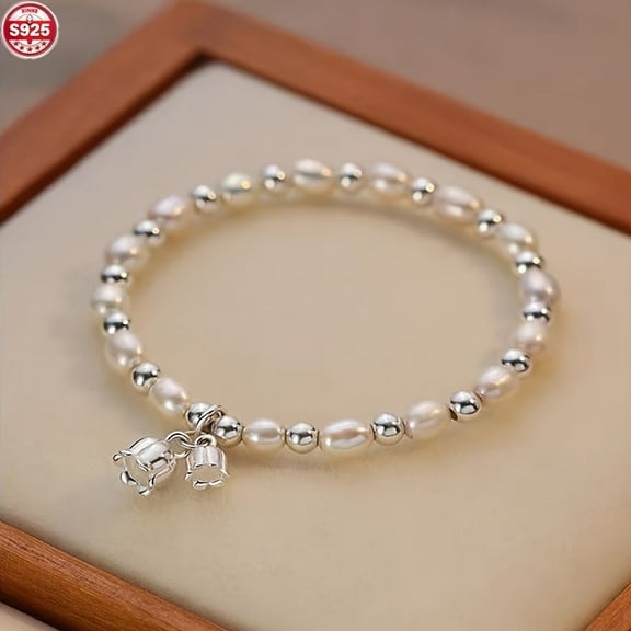 A 925 sterling silver and stylish wind chime flower bracelet is an gift for women, suitable for girlfriends, Valentine's Day or Mother's Day.,Silver