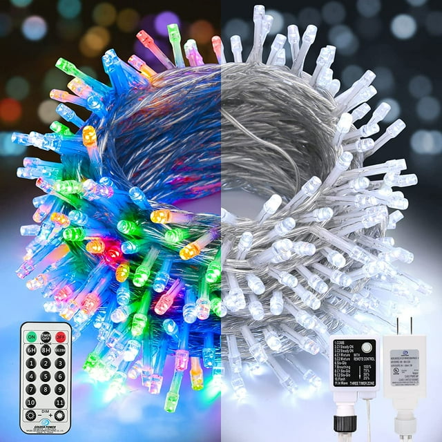 Color Changing Christmas Lights, 66ft 200LED Fairy Lights 11 Modes White to Multicolor , Connectable Waterproof Remote Control Twinkle Lights for Christmas Decorations