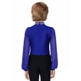 thumbnail image 4 of Doomiva Kids Boys Shiny Latin Tango Ballroom Dance Leotard Top Long Sleeve Bodysuit Gymnastics Modern Dancewear Royal Blue 14, 4 of 7