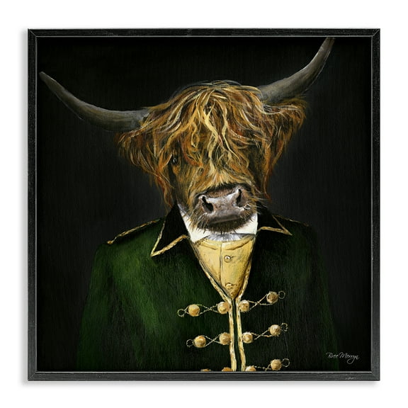 Stupell Industries Colonial Coat Cattle Novelty & Humor Painting Black Framed Art Print Wall Art, 12 x 12