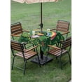 thumbnail image 3 of Gnomes St. Patrick's Day Outdoor Tablecloth - 54x54 Inch Square Dining Table Cover, Green Lucky Clovers Rainbow Waterproof Outdoor Table Cloth with Umbrella Hole & Zipper for Picnic/Patio/Party, 3 of 7