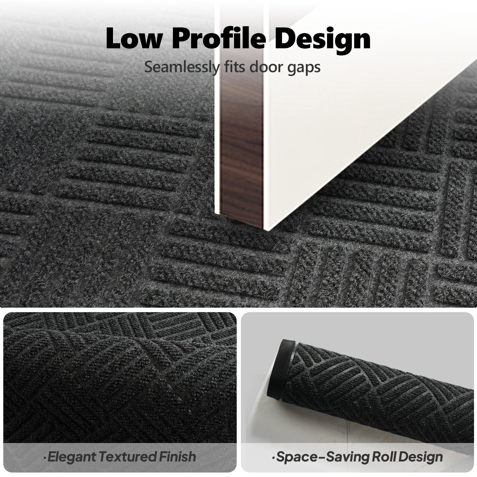 Floor Mat with Composite Rubber Backing, Non-Slip Grid Texture Waterproof Mat for Kitchen, Bathroom, Entryway, Laundry Room & Balcony