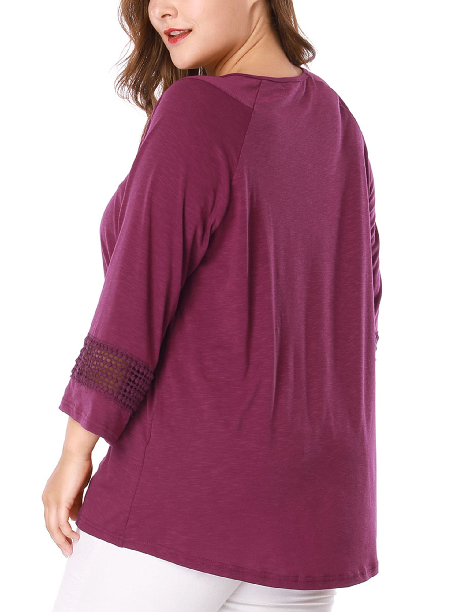 DARING DIVA Women's Plus Size Winter Kimono Long Sleeve Casual Top 4X Purple