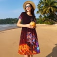 thumbnail image 3 of Lsque The Binding of Isaac Print Women's Casual Dress T-Shirt Summer Short Sleeve Scoop Neck Swing Dresses, 3 of 7