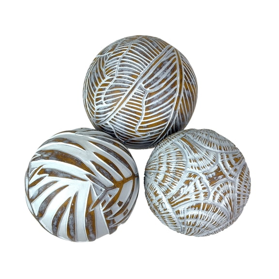 Decorative Balls Set of 3 by Zeckos, Resin Tropical Bowl Filler, 4.5 In