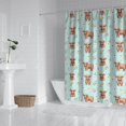 Highland Cow and Flower Print Waterproof Shower Curtain, Weighted Hem ...