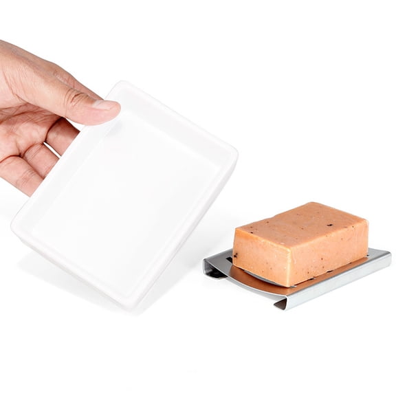 HEMOTON Double Layer Soap Storage Box Useful Soap Tray Creative Soap Stand Bathroom Soap Holder for Home Indoor (White)