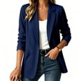 thumbnail image 5 of Women's Lightweight Blazer Open Front Textured Blazer Jacket Long Sleeve Work office Suit Coat with Pocket Fall Casual Outerwear Navy, 5 of 6