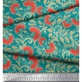 thumbnail image 3 of Soimoi Cotton Poplin Fabric Leaves & Floral Artistic Print Fabric by The Yard 56 Inch Wide, 3 of 3