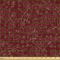 thumbnail image 2 of Ambesonne Ethnic Fabric by the Yard Upholstery, Oriental Floral Sketch Ivies, 1 Yard, Maroon White, 2 of 5
