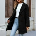 thumbnail image 2 of Women's Casual Long Coat Notched Lapel Winter Warm Overcoat Outdoor Fall Fashion Outerwear, 2 of 4