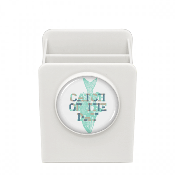 Catch Blue Fish Art Deco Fashion Desk Pencil Holder Cup Pen Organizer