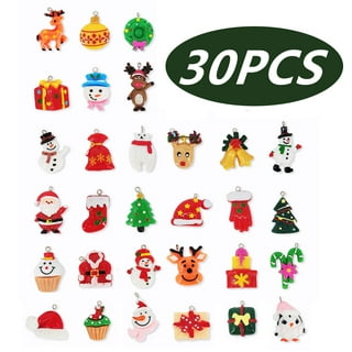 SDJMa 48 Pieces Mini Christmas Ornaments Wooden Ornaments Miniature  Christmas Tree Ornaments Tiny Christmas Pendant Decoration with Holiday  Gift Box