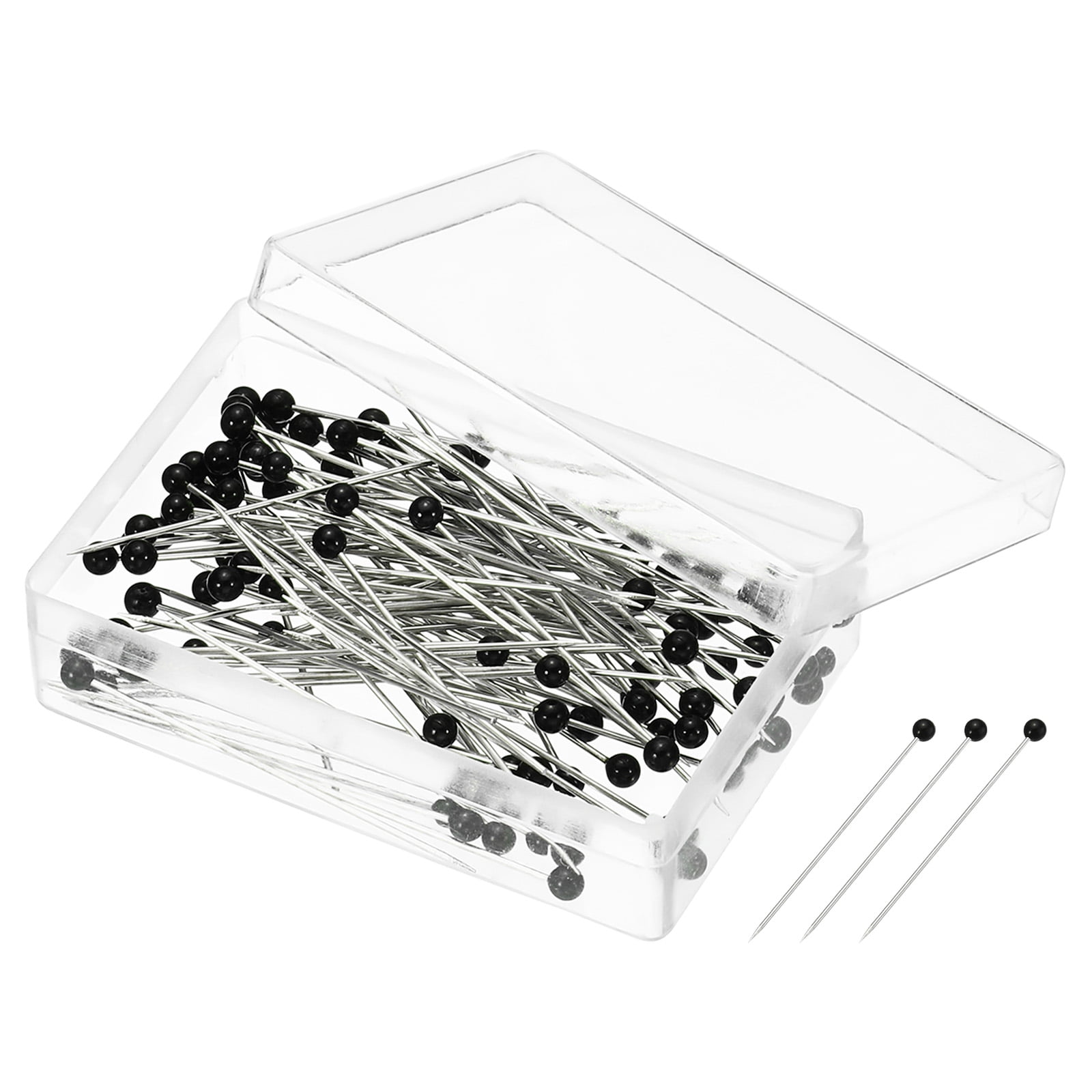 Uxcell Sewing Pins Ball Glass Head Quilting Pin for Dressmaker, Black