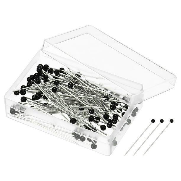 Uxcell Alfileres de Coser con Cabeza de Vidrio para Acolchado para Modista, Paquete de 100 en Negro