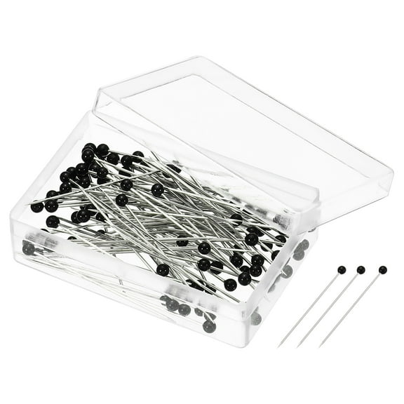 Uxcell Sewing Pins Ball Glass Head Quilting Pin for Dressmaker, Black 100 Pack