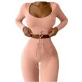 thumbnail image 2 of Moda entrenamiento mujer Casual sólido manga larga Tops Yoga pantalones conjunto Leggings Pompotops  qwe22529, 2 of 5
