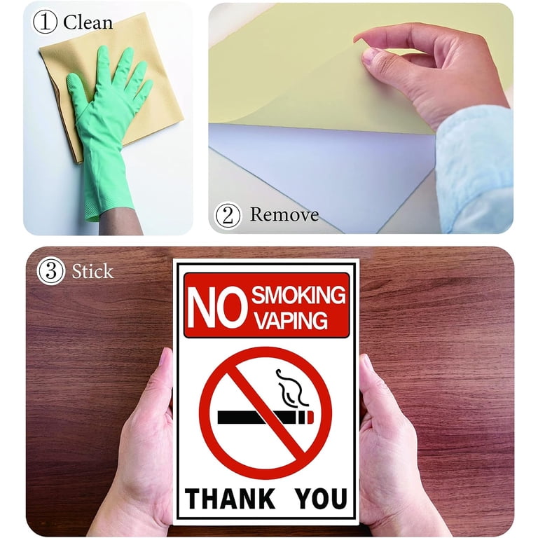 No Smoking Or Vaping Sign 5-Pack No Smoking No Vaping Stickers 7