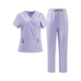 thumbnail image 2 of Women’s Medical Scrub Set Classic V-Neck Short Sleeve Top & Straight Leg Pants Soft Stretch Solid Medical Working Uniforms Set, 2 of 3
