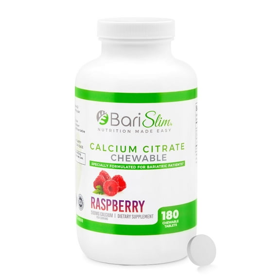 BariSlim Bariatric Calcium Citrate Chewable Tablets, Unisex, Adult, Supports Bone Health | 180 Count