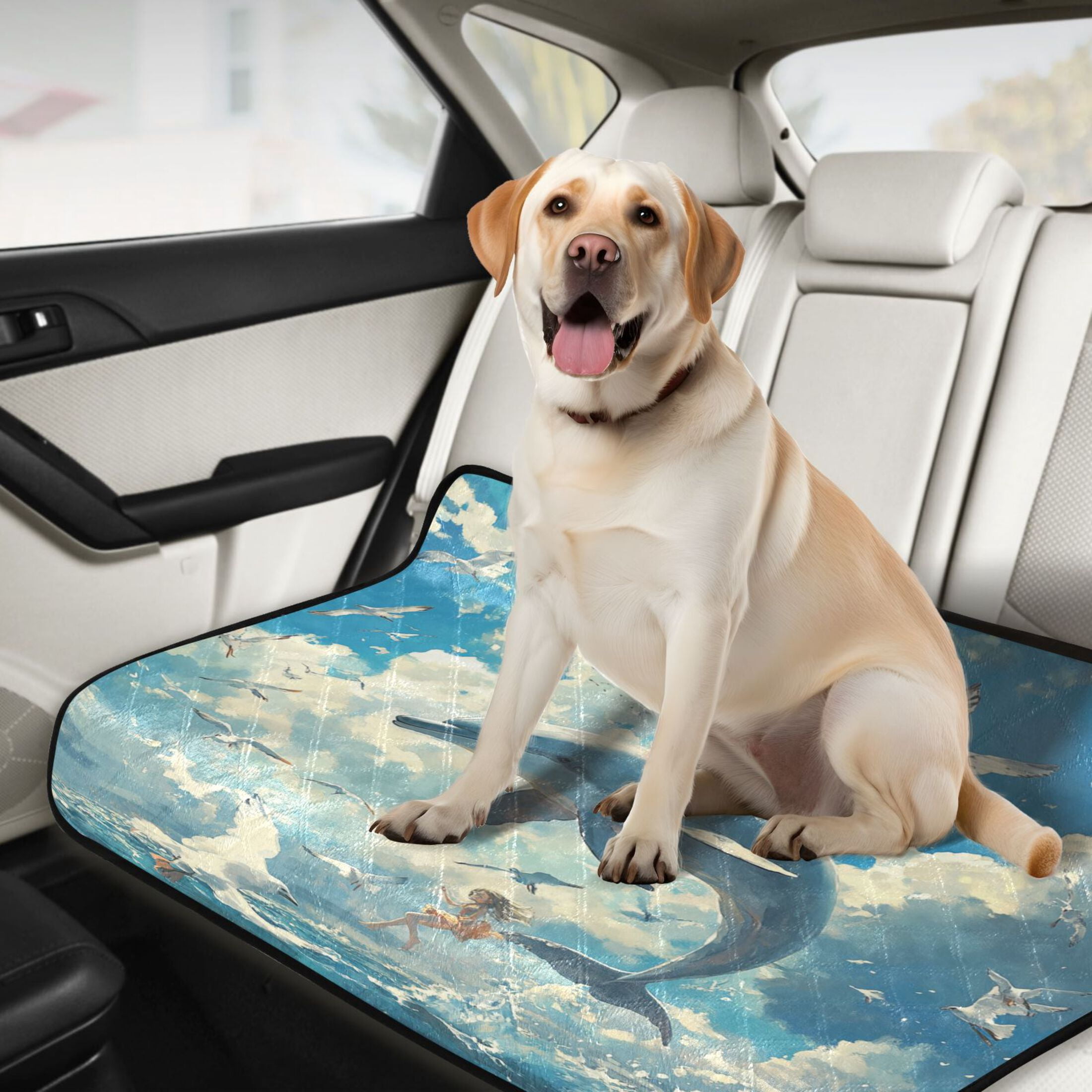 Qxltty Dolphins Collide with Seagulls Cat litter Pads Pet Set of 3 Diaper Mats Center Anti-leakage Layer Absorbent Soft and Comfortable