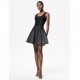 thumbnail image 3 of Vestido formal, elegante minivestido negro con volantes y tiras de Tsukko, 3 of 5