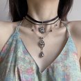 thumbnail image 4 of Collar de cristal con incrustaciones de diamantes, colgante de cadena larga, collar vintage apilado de varias capas, cadena de clavícula para mujer, estilo bohemio de vacaciones para mujer, 4 of 5