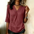 thumbnail image 5 of Neewe Women's Fashion 3/4 Sleeve Shirts, Plain V Neck Casual Pullover Tops Blouses with Spring Fall, 5 of 5