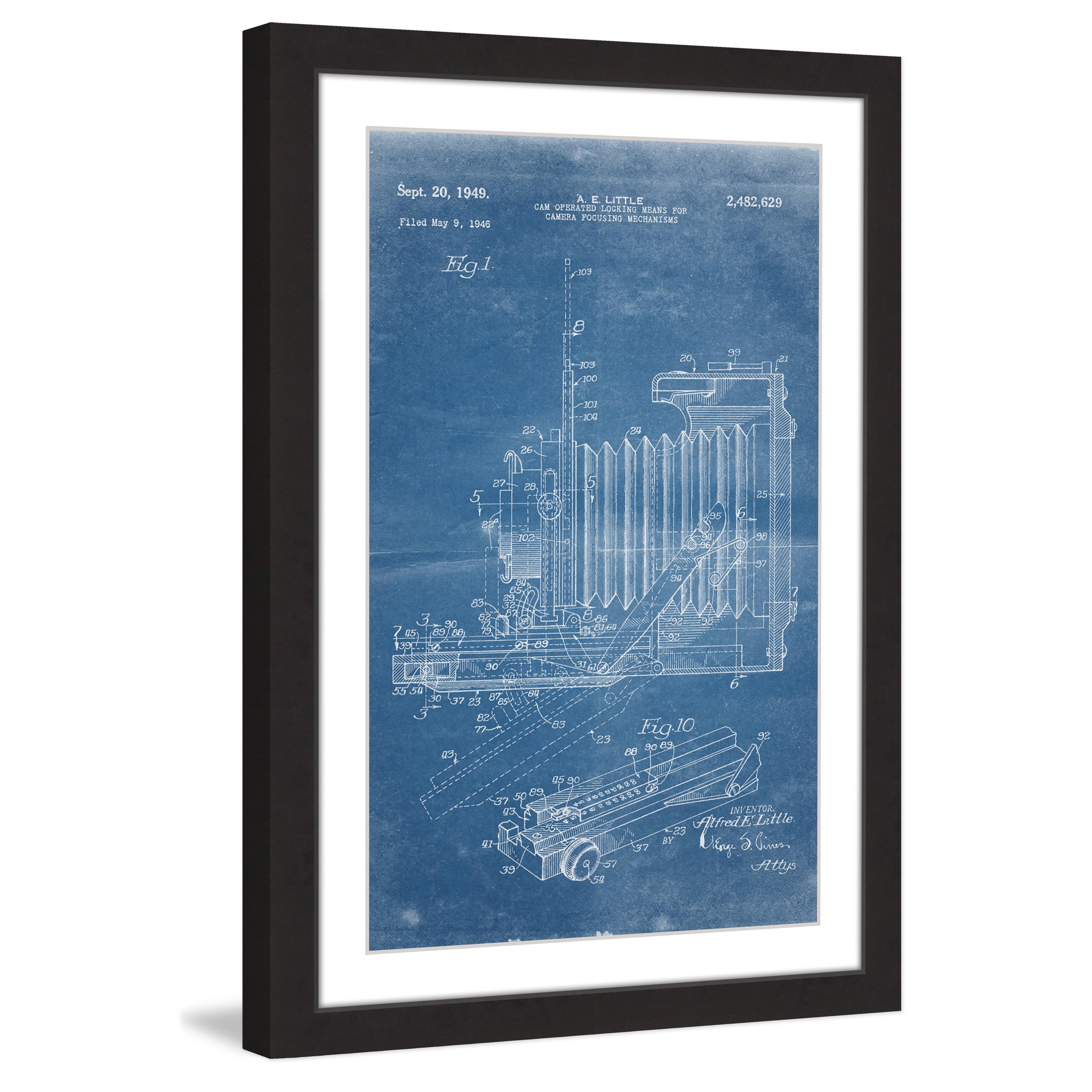 "Camera 1949 Blueprint" Framed Painting Print