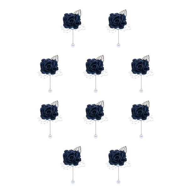 Cateissary Poliéster Elegante ramillete de boda Broches accesorios delicados y refinados Durable y duradero azul oscuro azul oscuro 10Conjunto