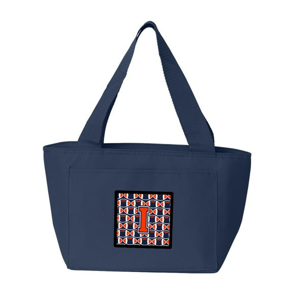 Letter I Football Orange Blue and white Lunch Bag