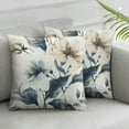 thumbnail image 3 of nygtbtfer Blue Floral Throw Pillow Covers  Watercolor Flowers Leaves Decorative Pillows Soft Velvet Cushion Covers for Couch Sofa Bed Home Decor Set of 2 White, 3 of 7