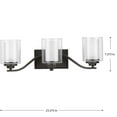 thumbnail image 6 of Progress Lighting Kene Collection 3-Light Wall Bracket Graphite with Etched Glass Shades, 6 of 6