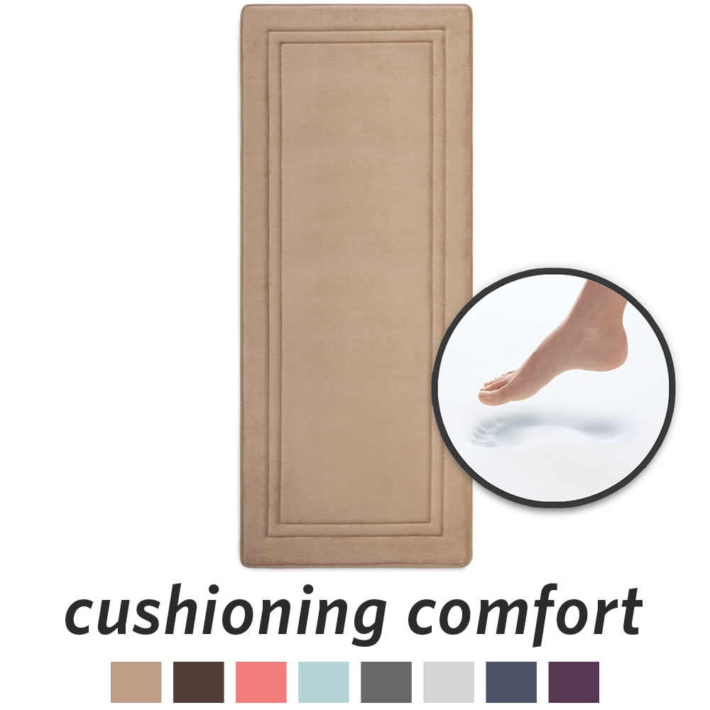 Microdry Quick Drying Memory Foam Runner Bath Mat, 24x58", Linen
