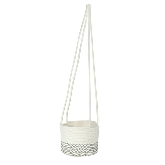 Cesta colgante para plantas Uxcell, cesta de macramé tejida con cuerda colgante de 28" para decoración del hogar, blanca 1 paquete